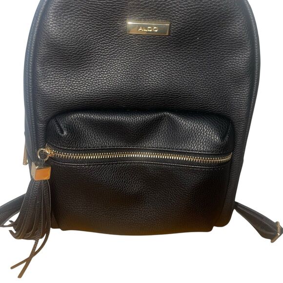 Aldo Pebbled Faux Leather Gold Hardware Handbag Travel Backpack - Picture 3 of 7